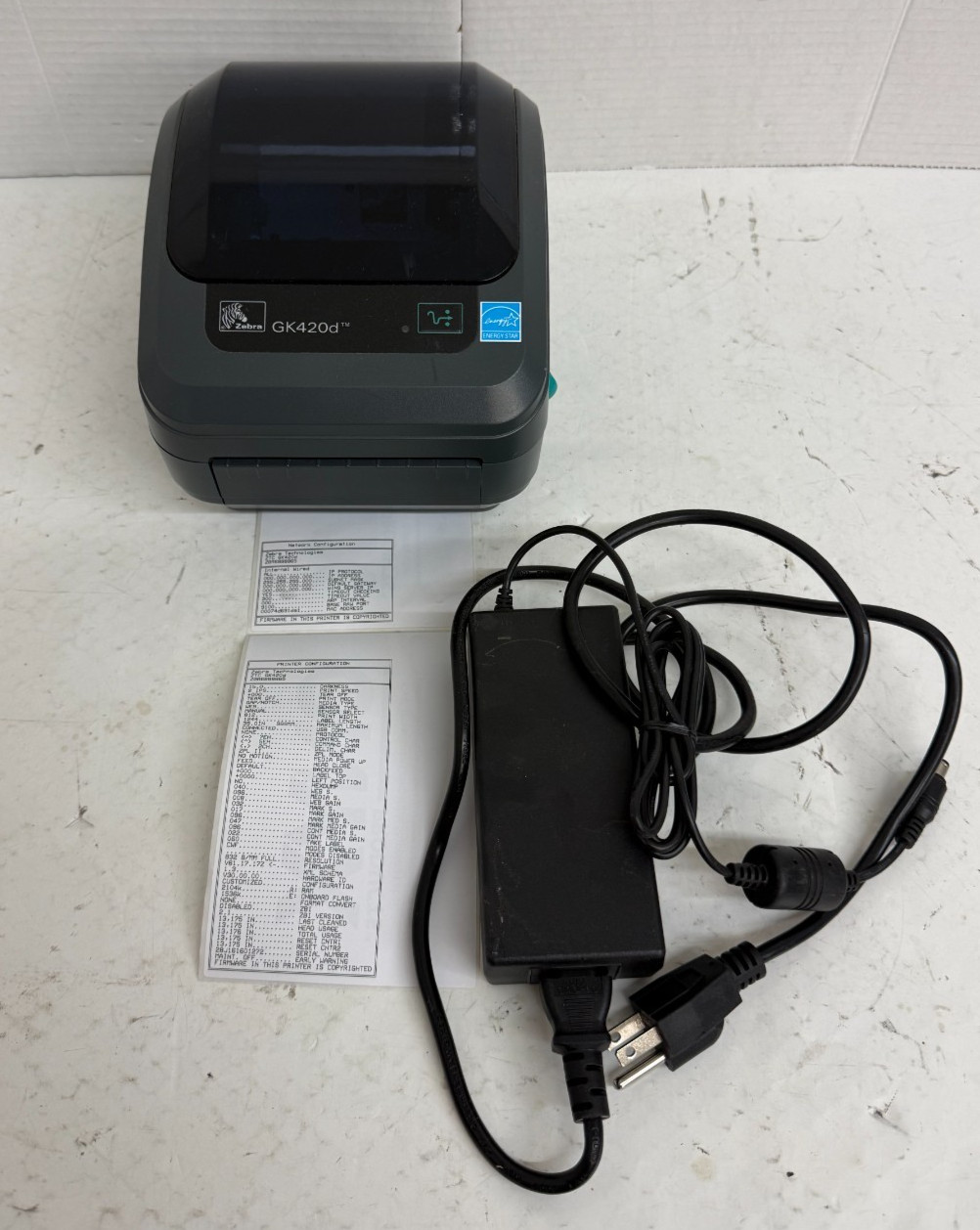 Zebra GK420d Thermal Barcode and Label Printer w/ Power Adapter #Z1