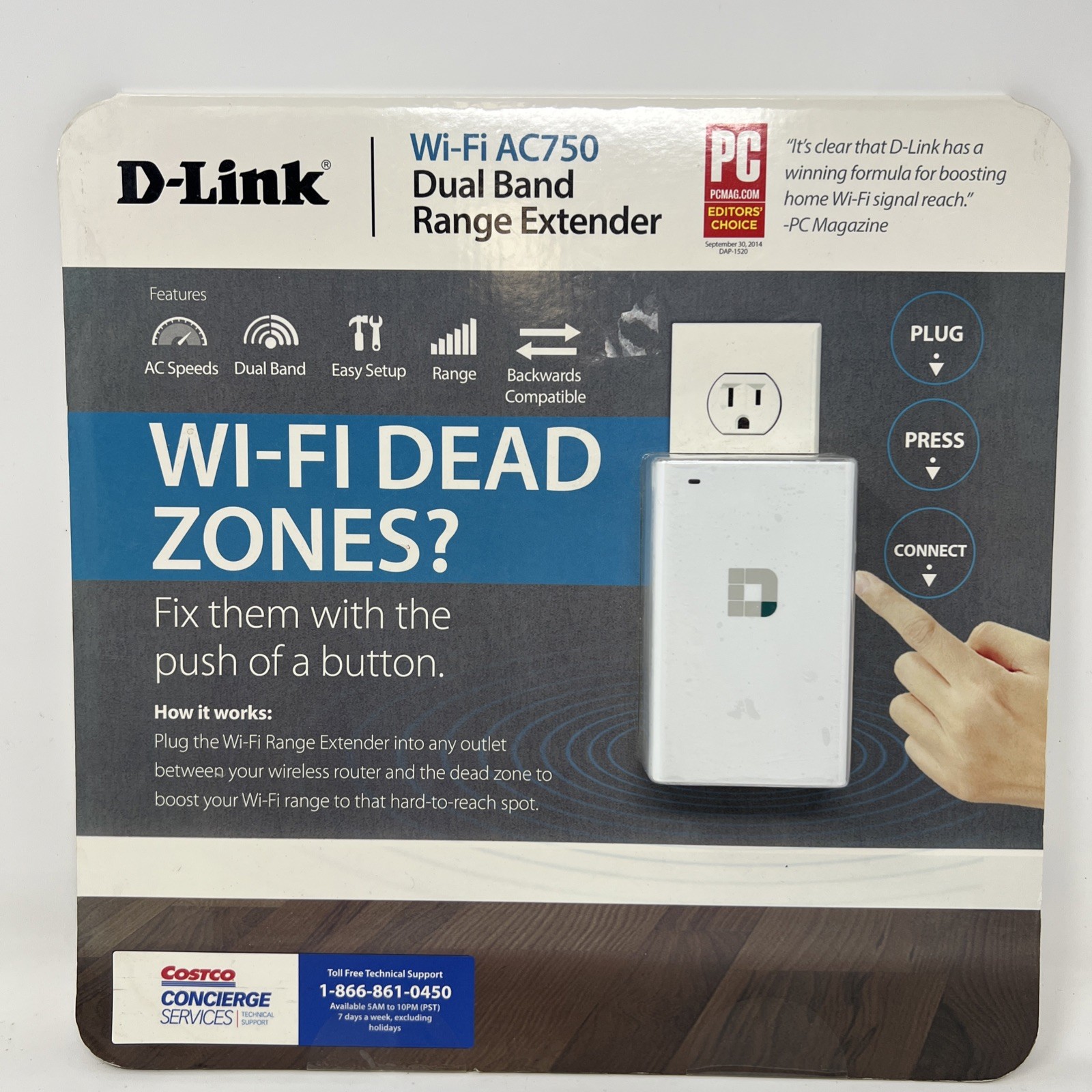 D-Link Wi-Fi AC750 Access Dual Band Range Extender WiFi Signal Repeater DAP-1520