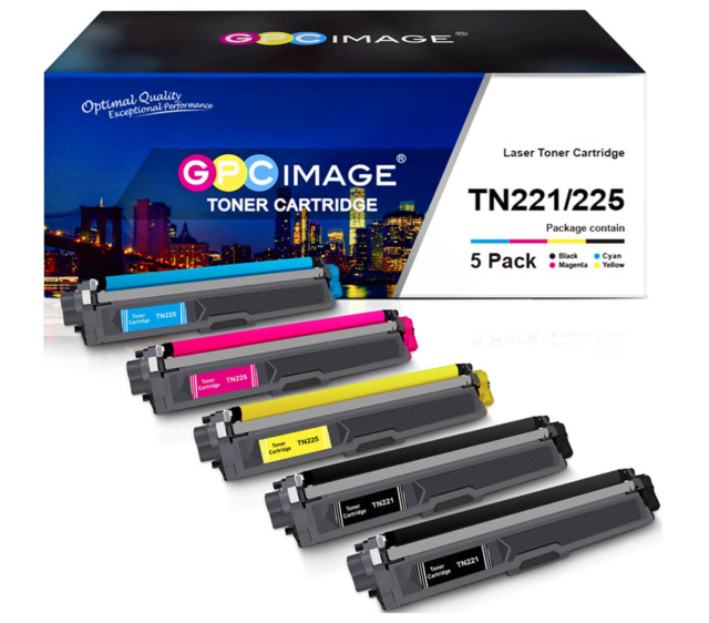 GPC Image Compatible Toner Cartridge Set 5 Replacement for Brother TN221 & TN225