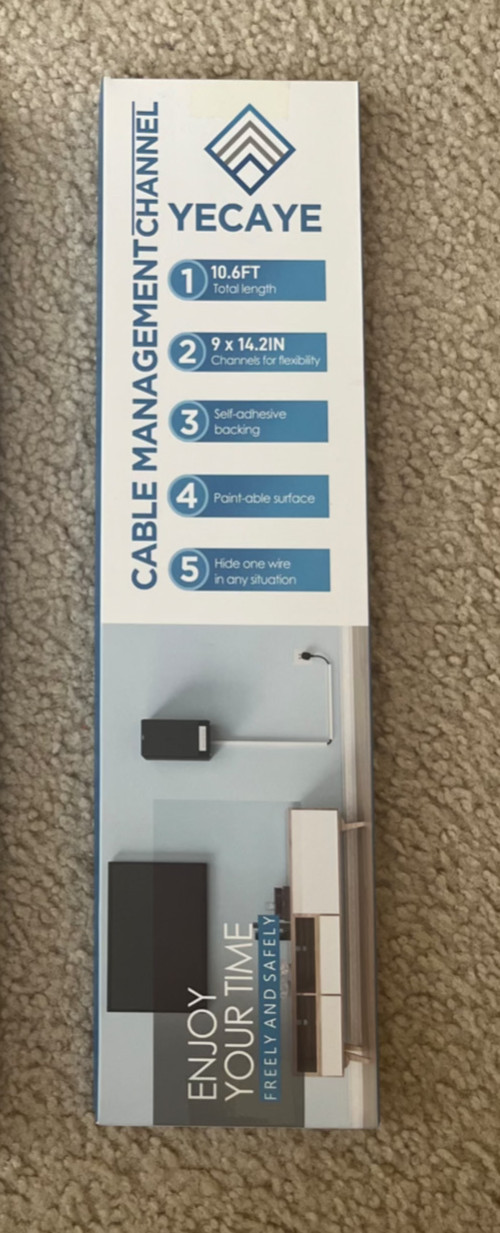  YECAYE Cable Management Channel, Total 10.6ft, Brand New (9x14.2in Channels)