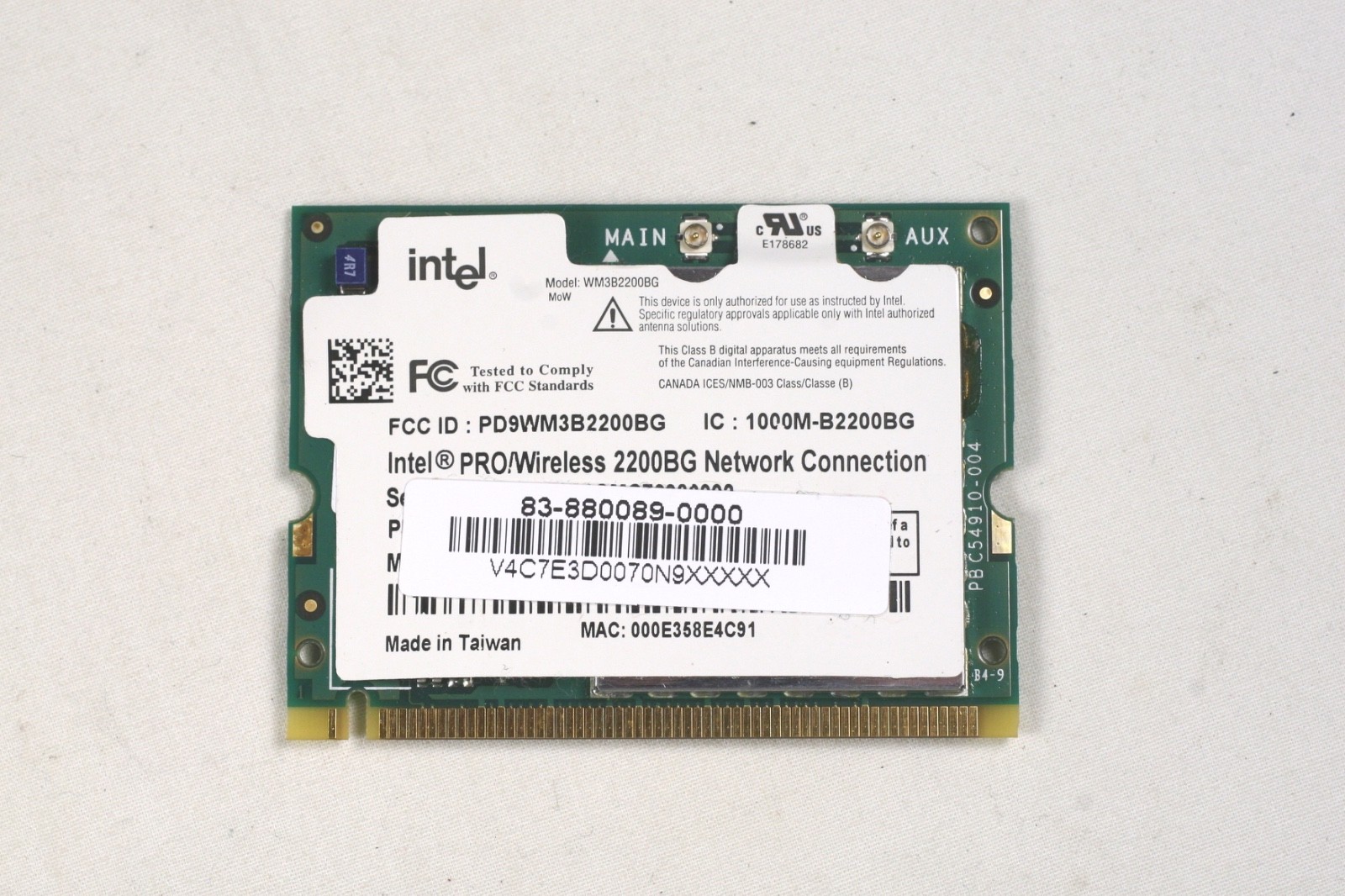 Intel PRO/Wireless 2200BG Network Connection Mini PCI Wireless