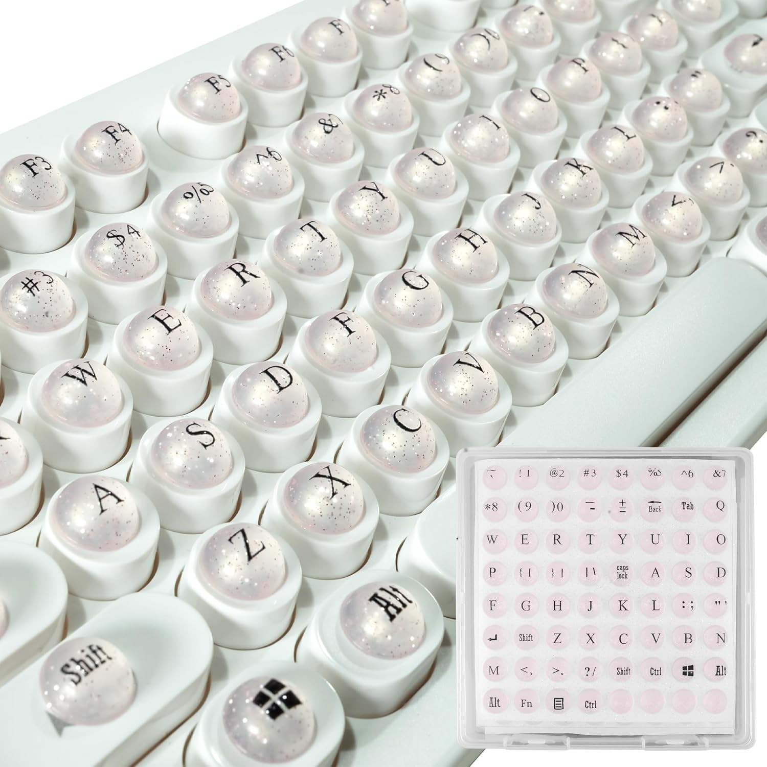 Full Keyboard Keys Riser for Long Nails Typing and Gaming, ​​128 Pcs Self-Adhesi