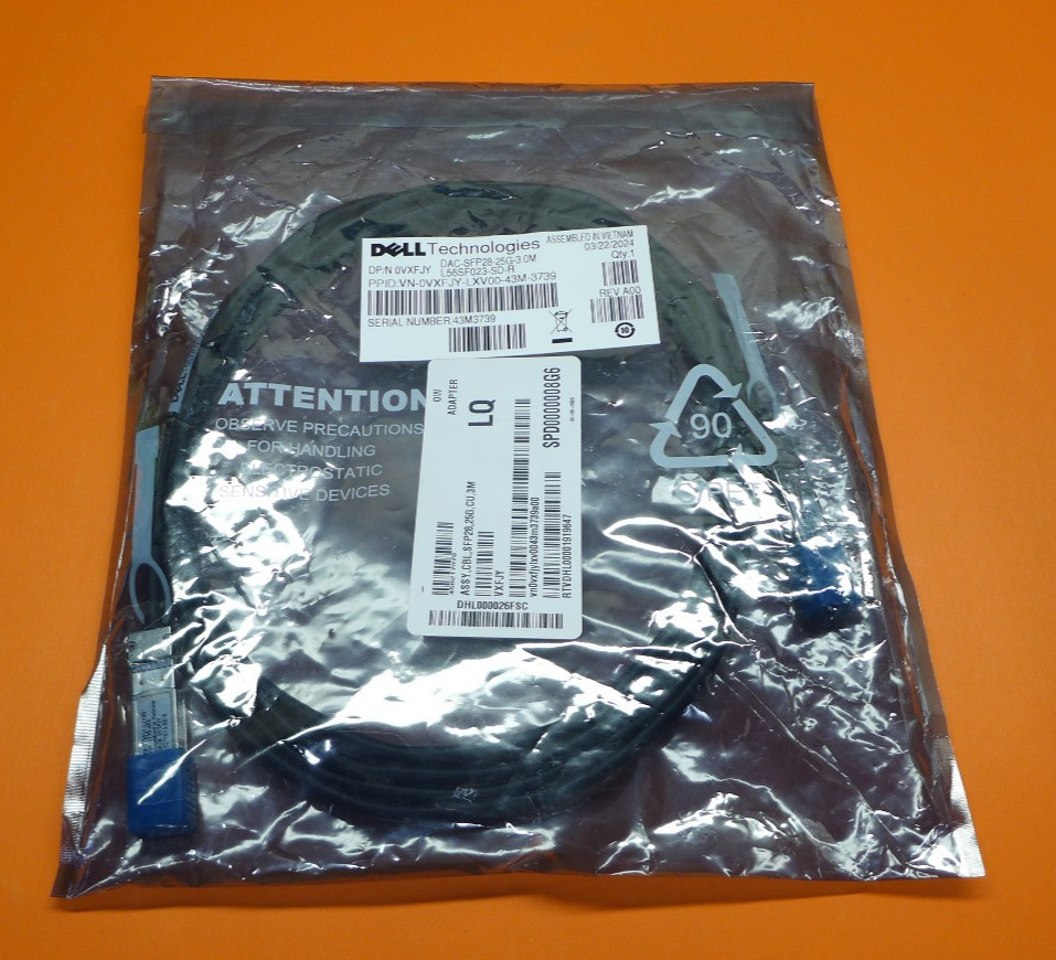 NEW Dell Direct Attached 2M SFP28 to SFP28 Cable VXFJY