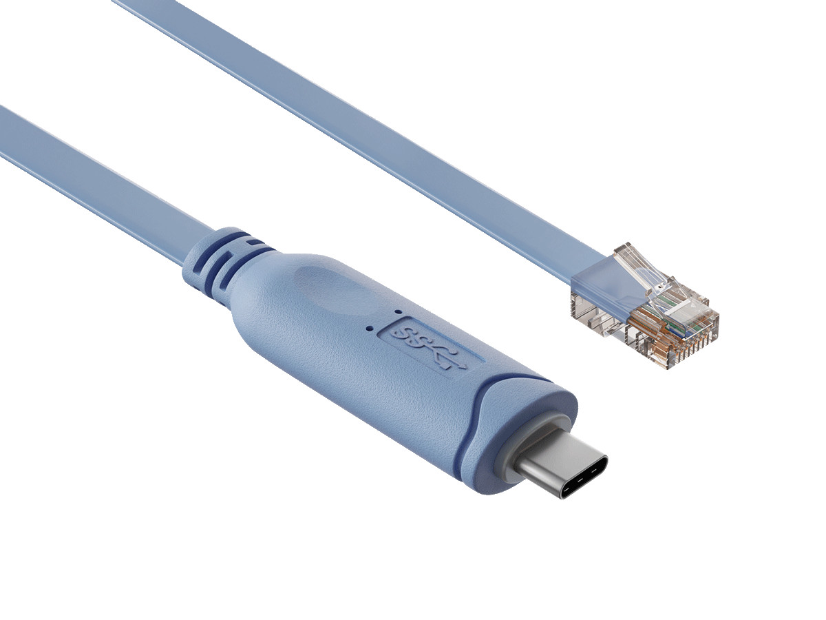 6ft Cisco Console Cable USB-C to RJ45 8P8C Flat Serial Console Cable, Blue