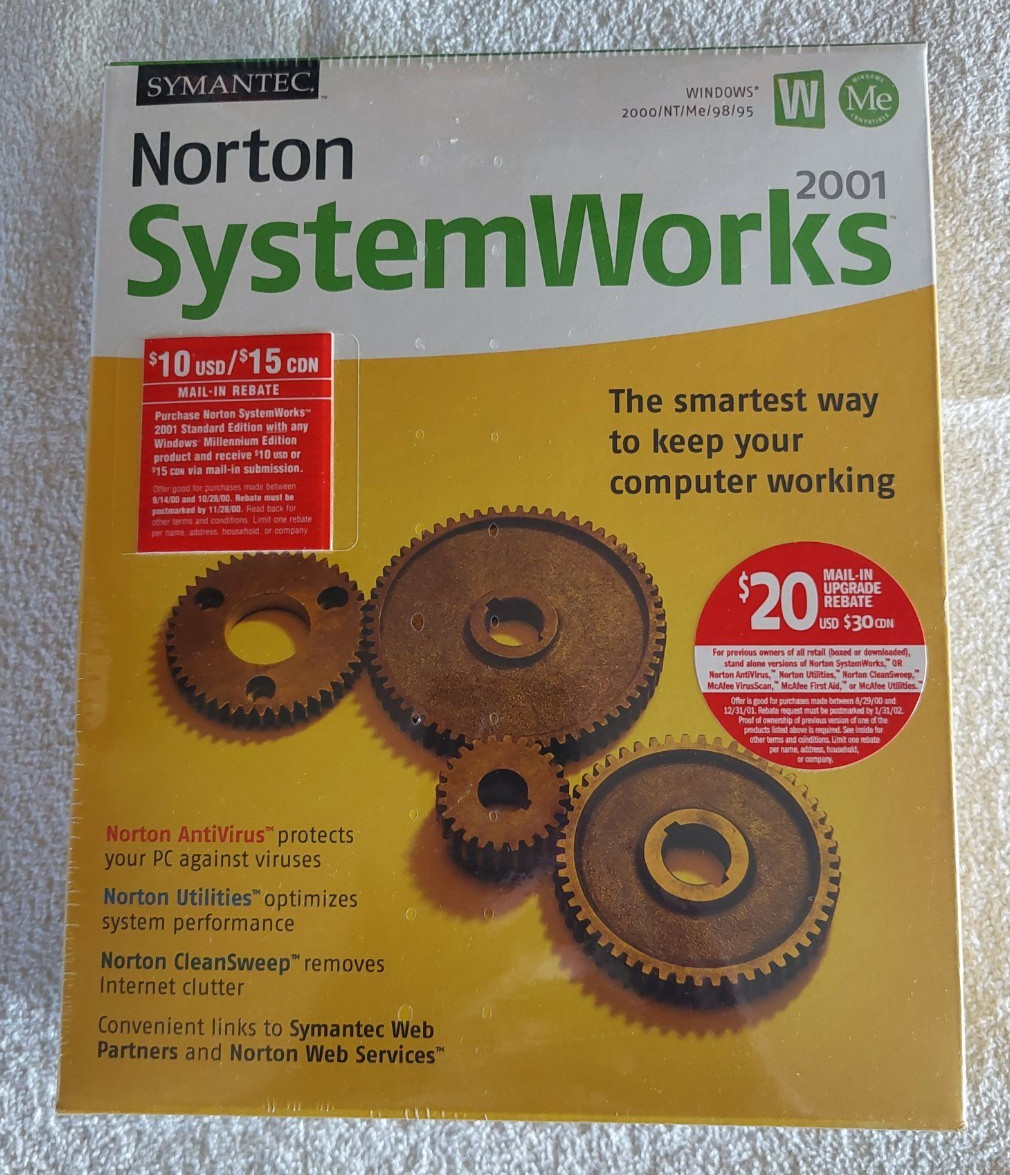 Norton SystemWorks 2001 SYMANTEC Antivirus, Utilities, Cleansweep, sealed in box