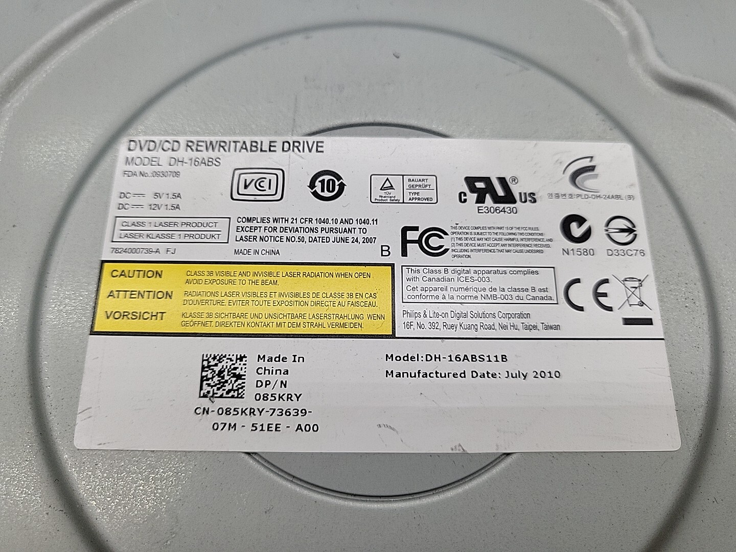 Dell DH-16ABS Desktop DVD/CD Rewritable Drive 085KRY 85KRY