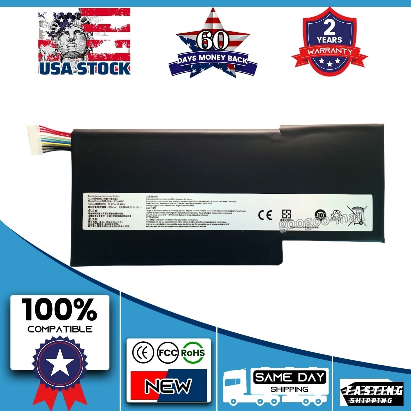 OEM BTY-M6K Battery for MSI Stealth Pro GF63 GF65 GF75 GS63VR GS73VR 7RG 7RG-005