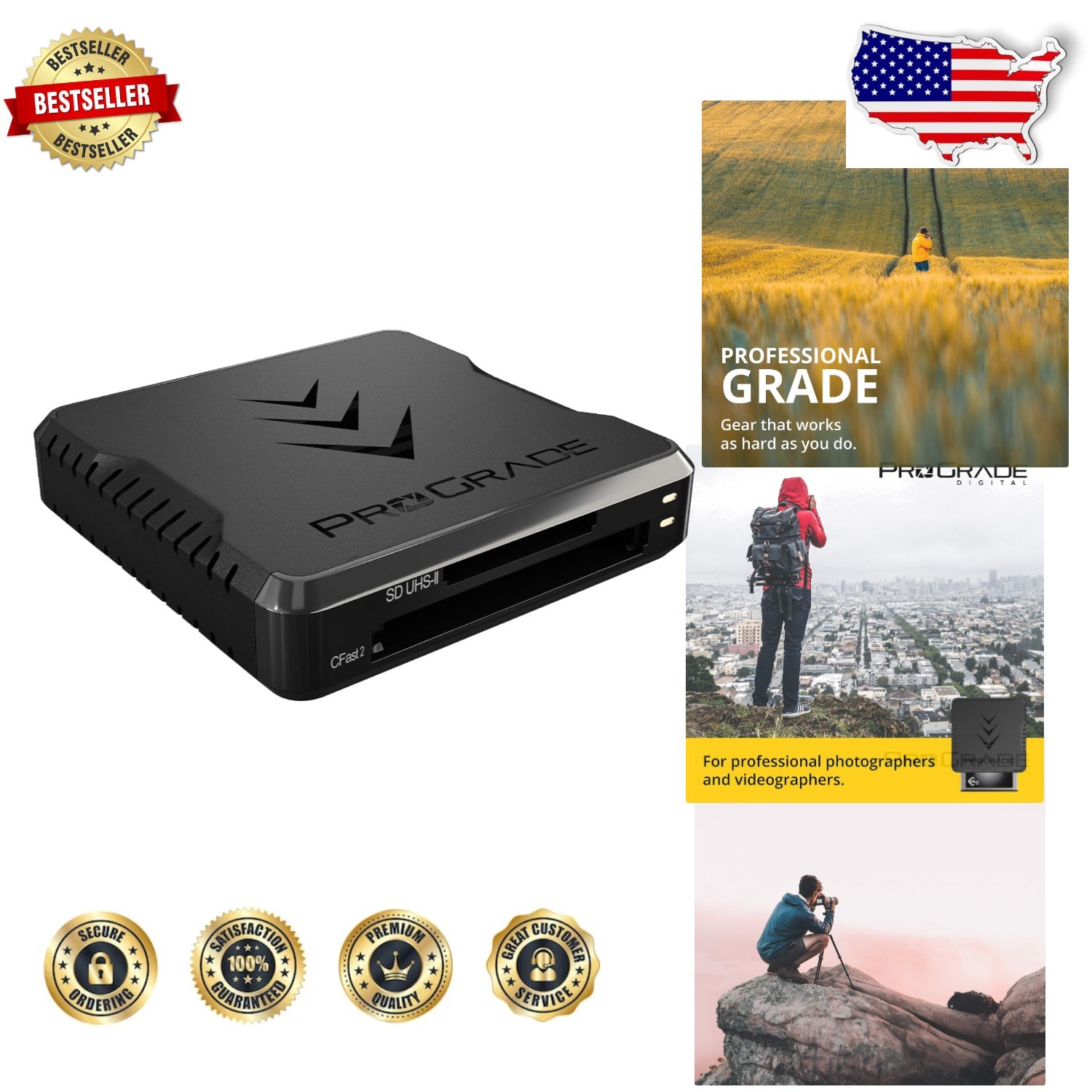 CFast SD UHS-II Dual Reader USB 3.2 Gen 2 Pro Speed Fast Transfer