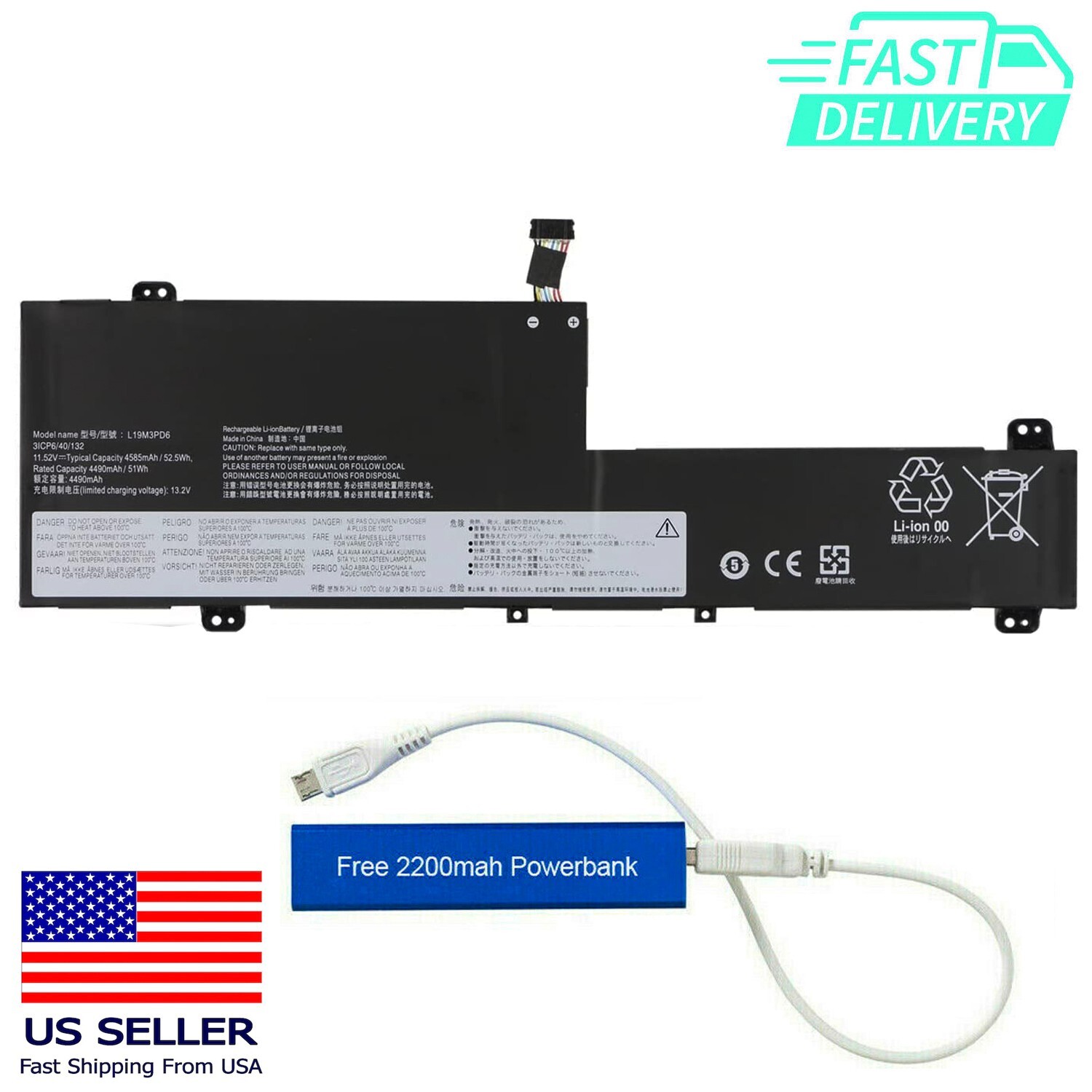 L19M3PD6 REPLACEMENT BATTERY FOR FLEX 5-14ARE05 L19C3PD6 SB10X49076 5B10X49077