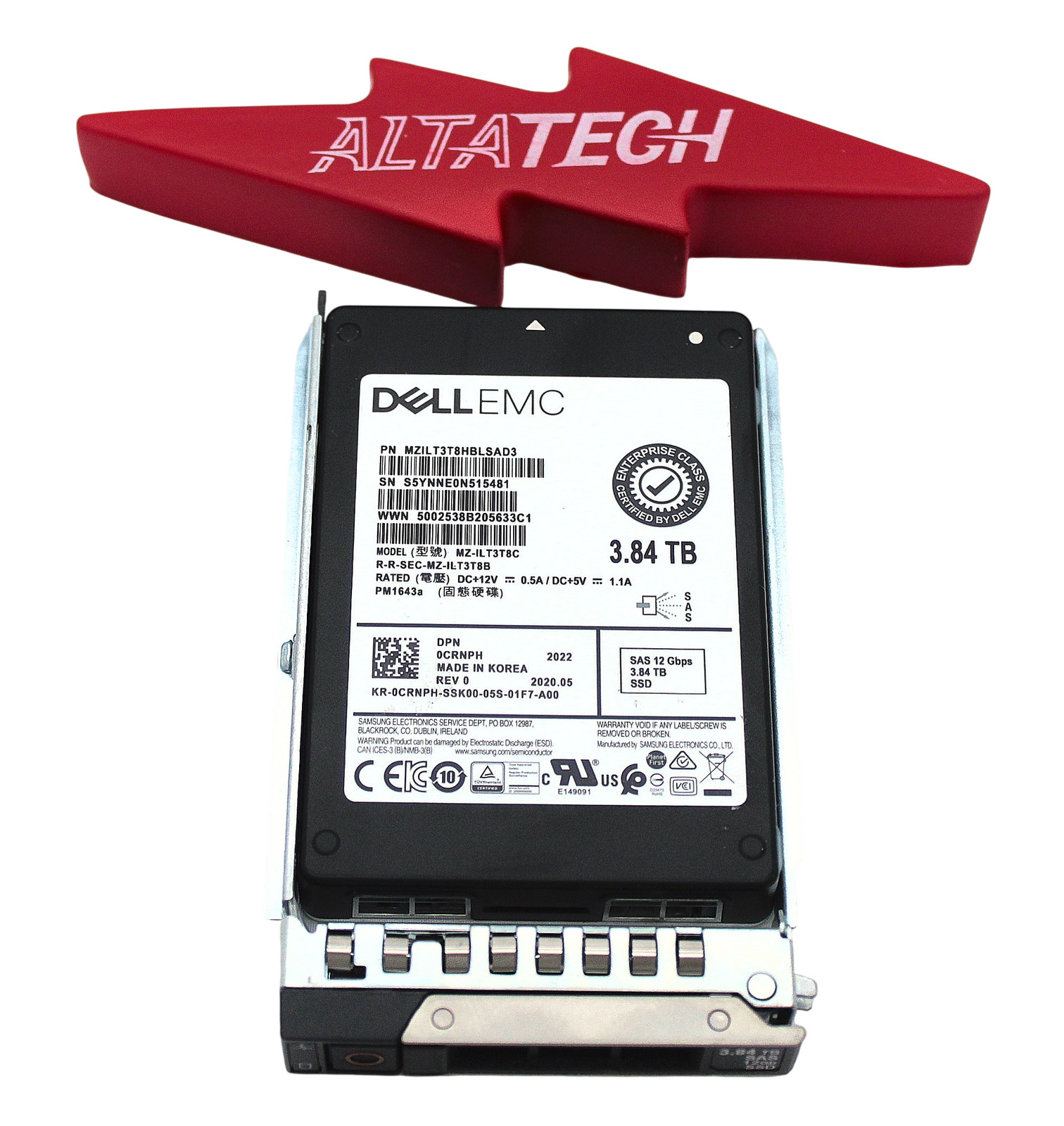 Dell CRNPH_REF 3.84TB SSD SAS 2.5 12G RI ISE PM1643A MZILT3T8HBLSAD3