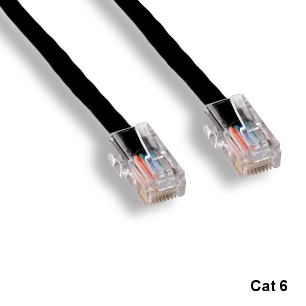 Kentek Black 25ft Cat6 UTP Patch Cord No Boot 24AWG 550MHz Pure Copper Ethernet