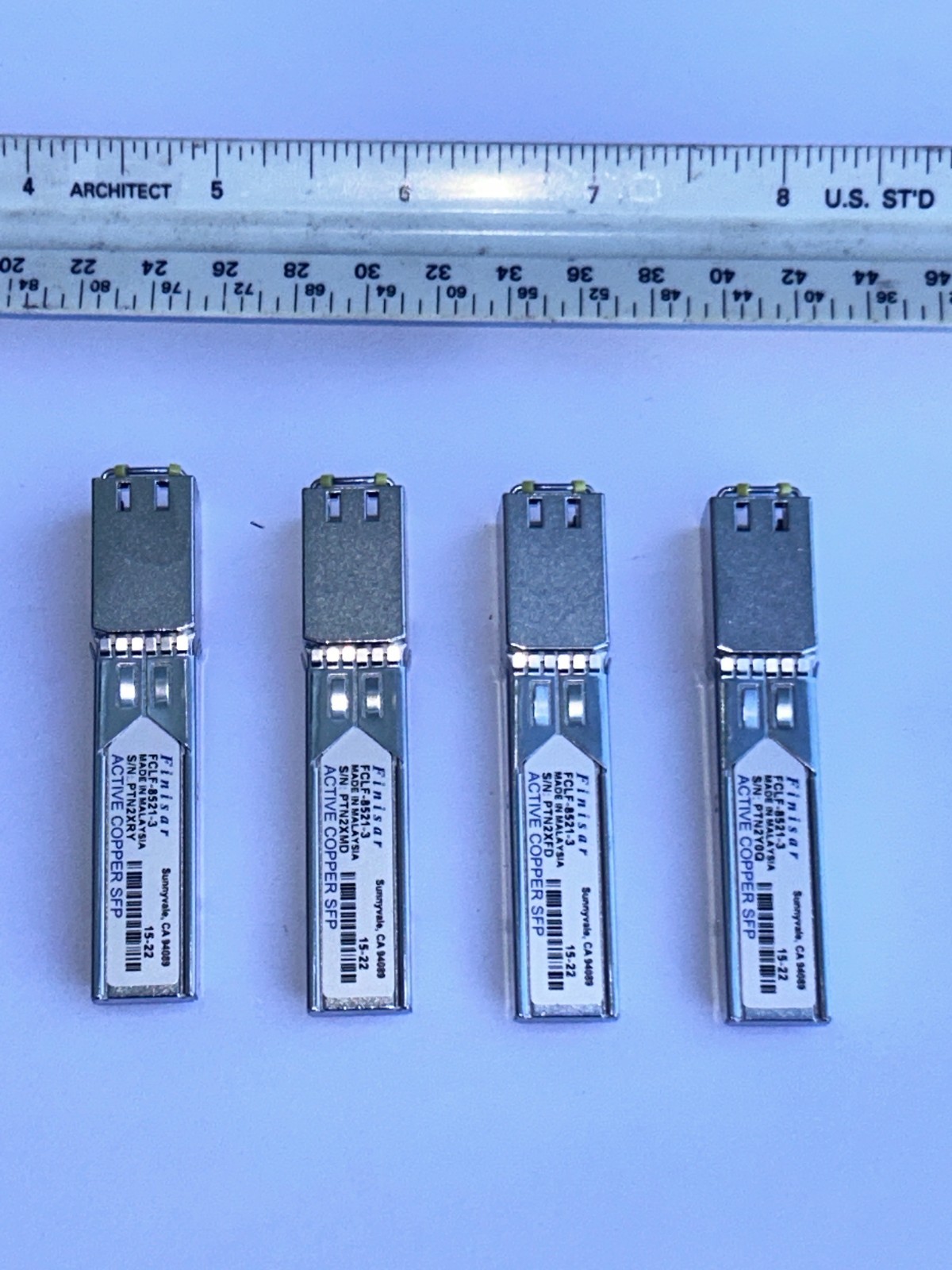 Lot of 4 Finisar FCLF-8521-3 Copper SFP Modules Pulled from Racks