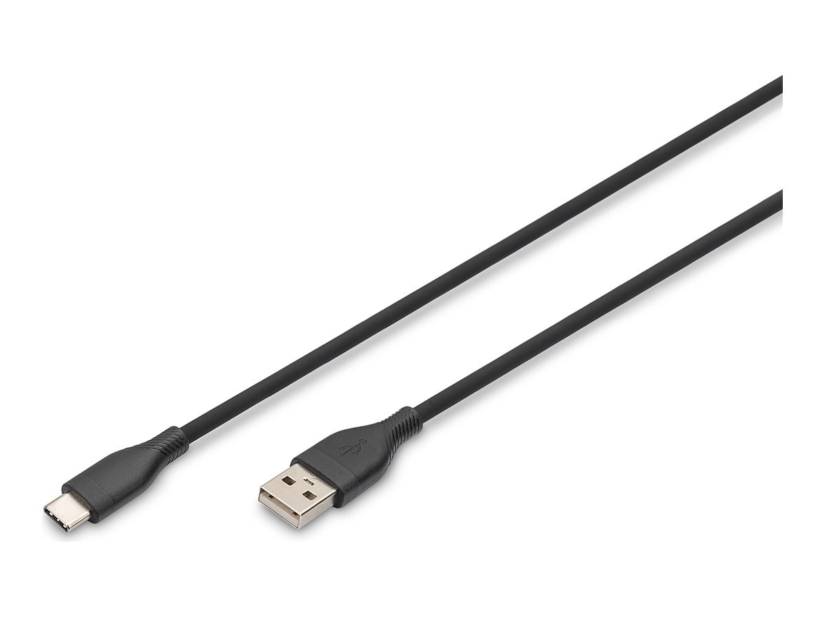 DIGITUS USB 2.0 Silicone Connector Cable USB-A > USB-C Black AK-300340-020-S