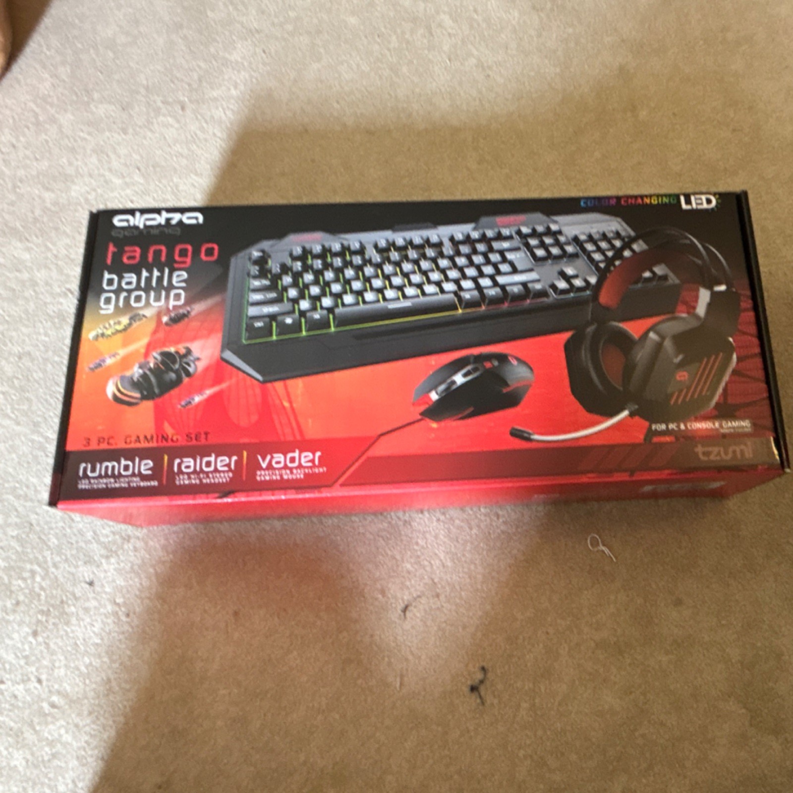 Tzumi Alpha Gaming Battle Group Keyboard Mouse Set LED Black [NO HEADSET]