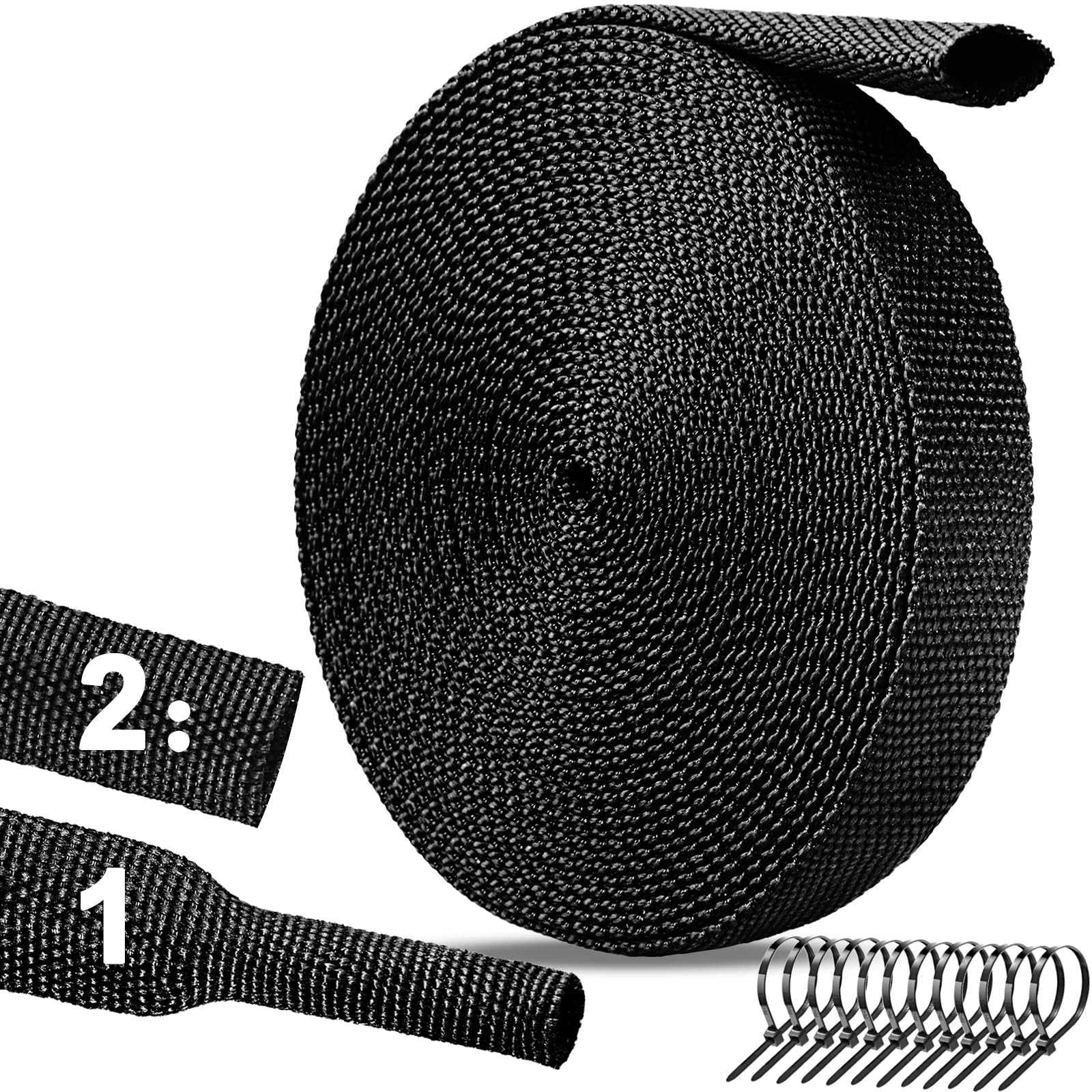 30 Ft-1/4 Inch 2:1 Heat Shrink Wire Loom Braided Cable Sleeves,Heat Resistant...