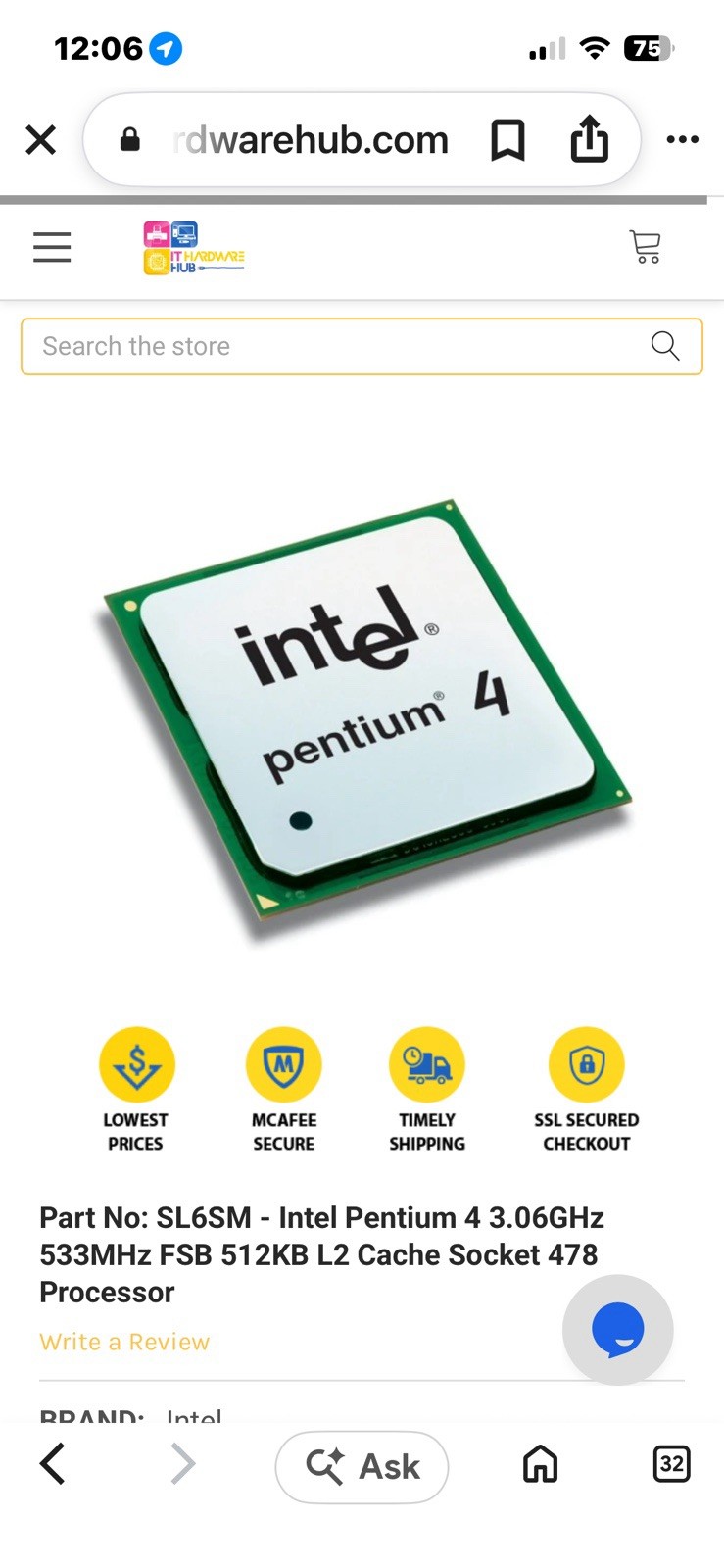 Intel Pentium Sl6SM 3.06 GHz