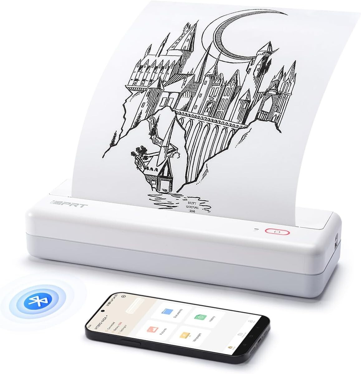 iDPRT MT890 Portable Wireless Printer w Thermal A4 Paper Roll, Bluetooth Inkless