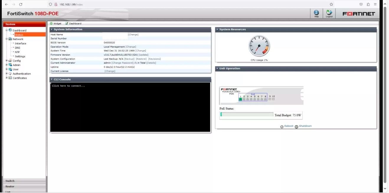 Fortinet FS-108D-POE 8 Port PoE Managed Switch Registration Ready