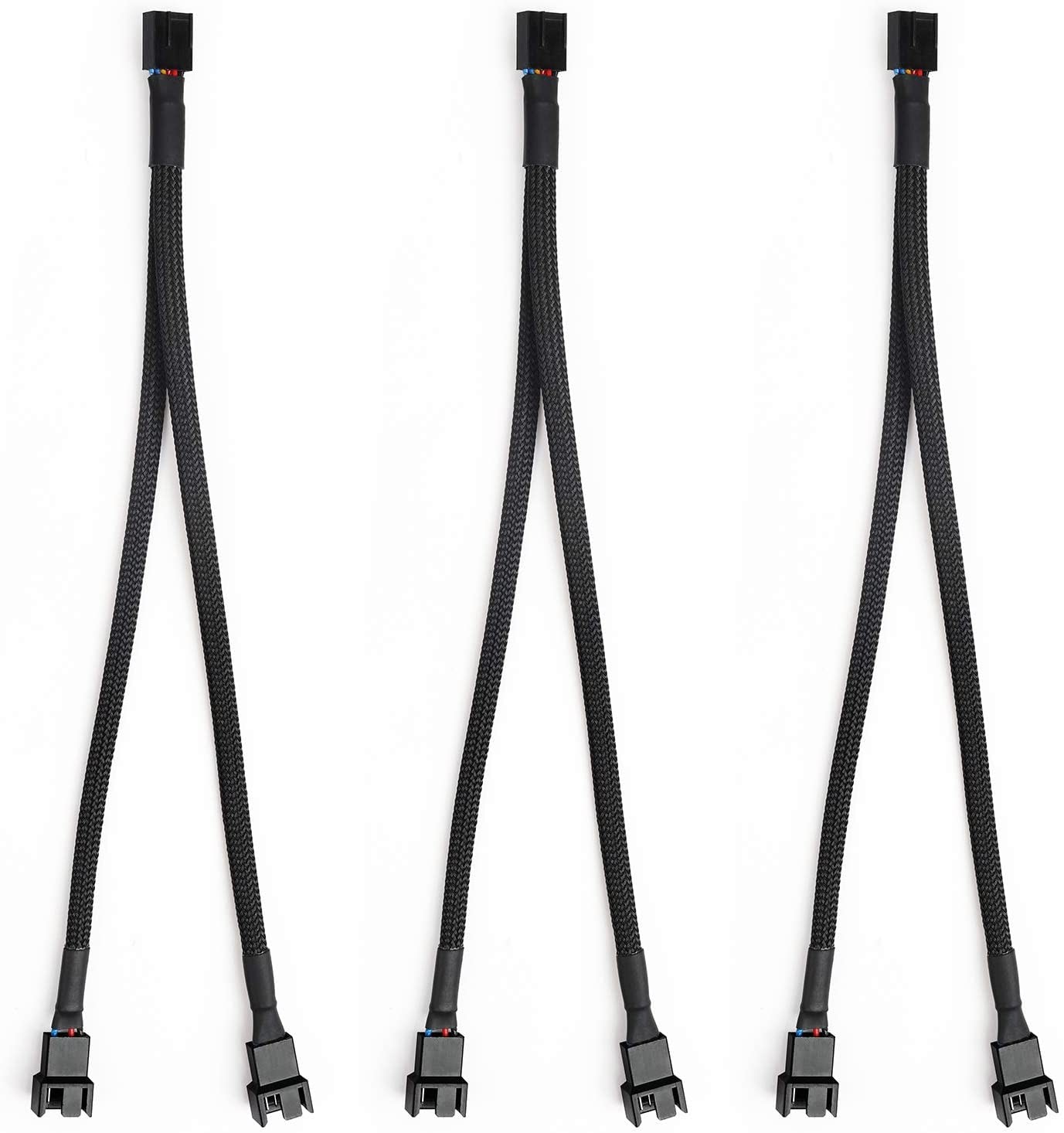 Aypzuke 3 Pack Computer PC PWM Fan Splitter Cable 1 to 2 (4 26 cm, Black