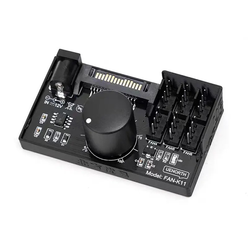 Angitu PC Fan Speed Controller High Power SATA PWM Hub Regulator for NAS Server