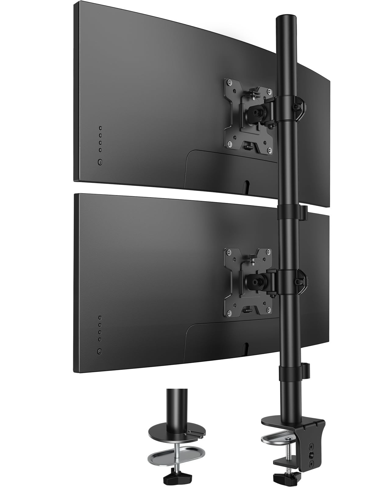 Vertical Dual Monitor Mount Stand - Adjustable Dual Arm for 17-32" Screens, C-Cl