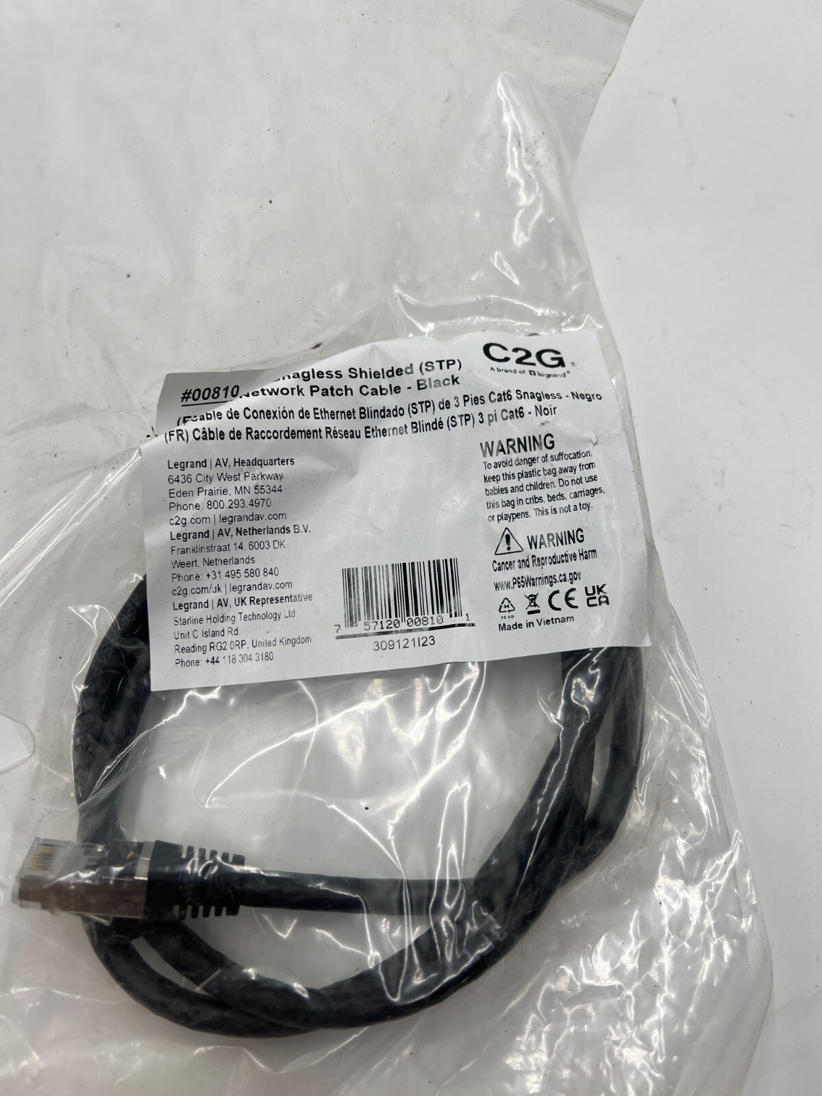 (LOT OF 20) C2G 3ft Cat6 Snagless Shielded (STP) Network Patch Cable 00810 Black