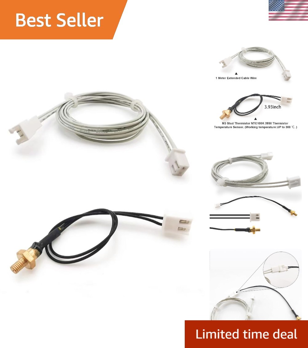 Ender 3 v2 Thermistor M3 300℃ Upgrade, 3D Printer NTC 100K 3950 Ender 3 M3 St...