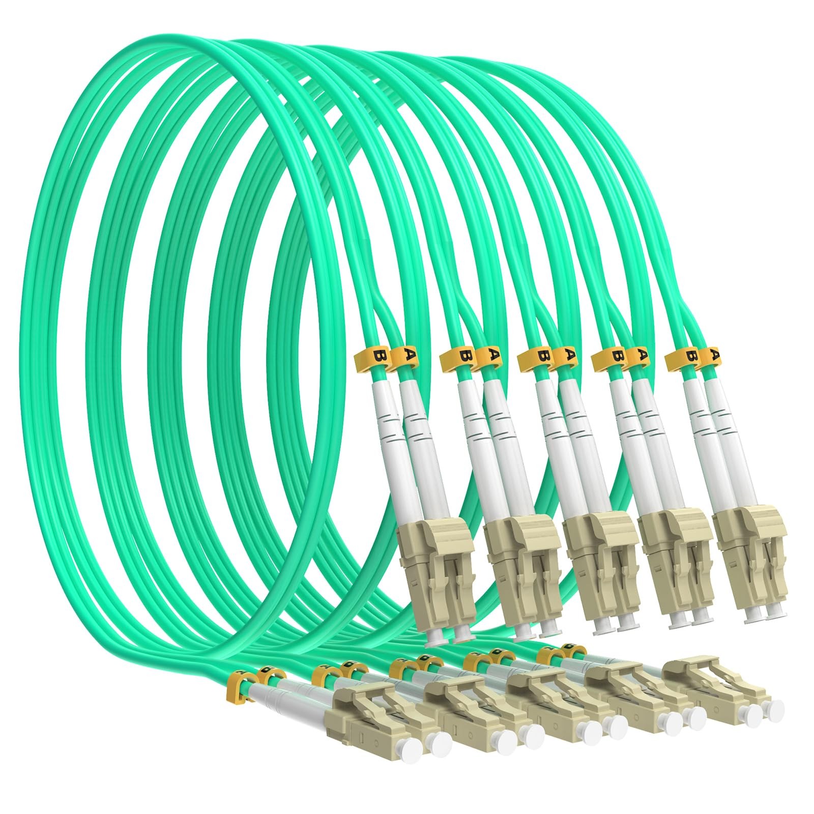 5 PCS 0.5m OM3 Fiber Patch Cable Multi Mode LC To LC Optic Duplex 50/125m