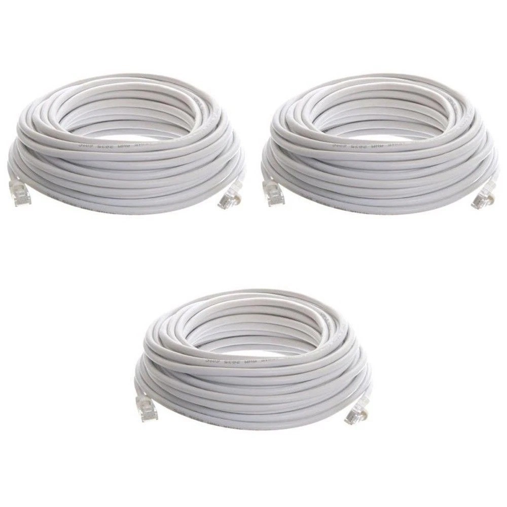 3 x 50ft FEET White Internet LAN CAT5e Network Cable for Computer Modem Router 