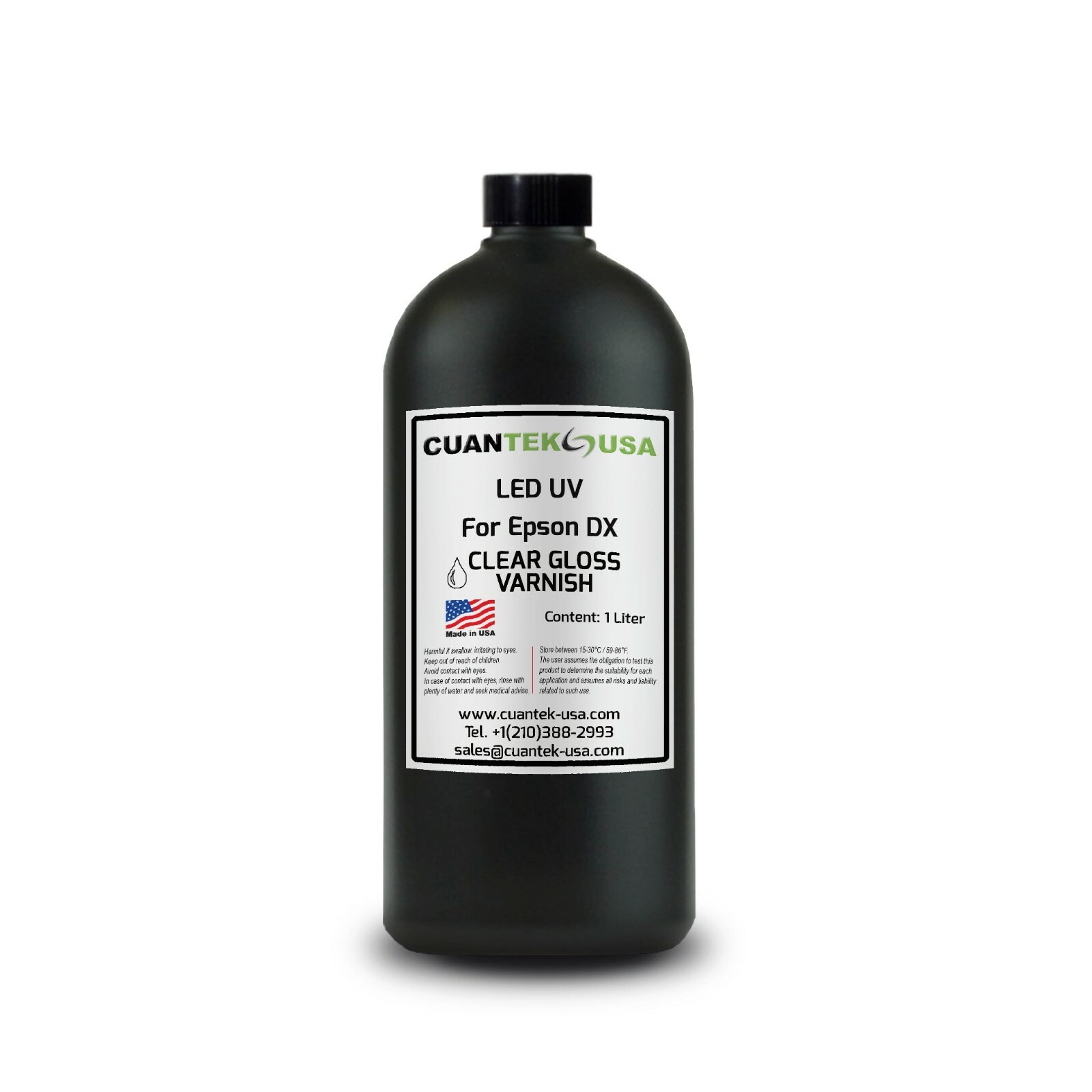 LED UV Curable GLOSS CLEAR VARNISH 1000ml for Printers w/Epson Heads-MADE IN USA