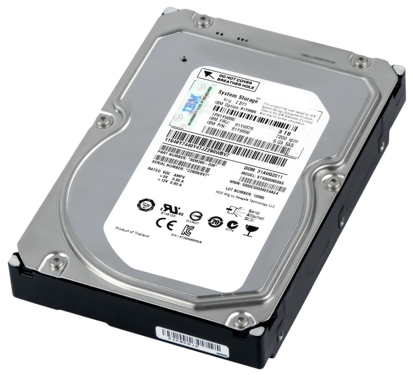 IBM System Storage Internal HDD 3TB 7200RPM 64MB SAS-2 3.5" 81Y9878