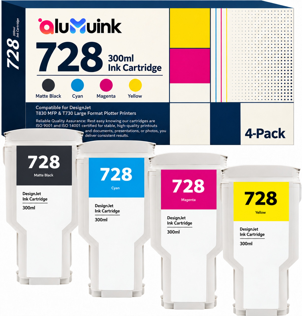 728 Ink Cartridge High Yield Replacement for DesignJet T730 DesignJet T830 MFP