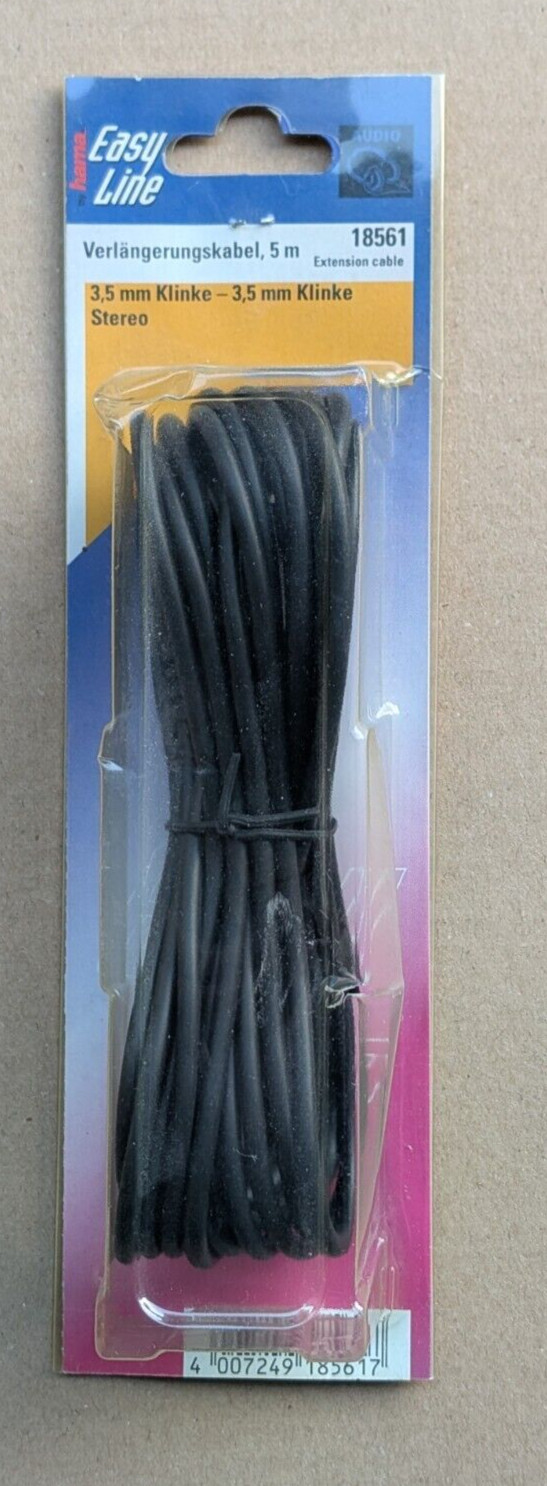 hama easy line connection cable 3.5mm jack to jack stereo -5m