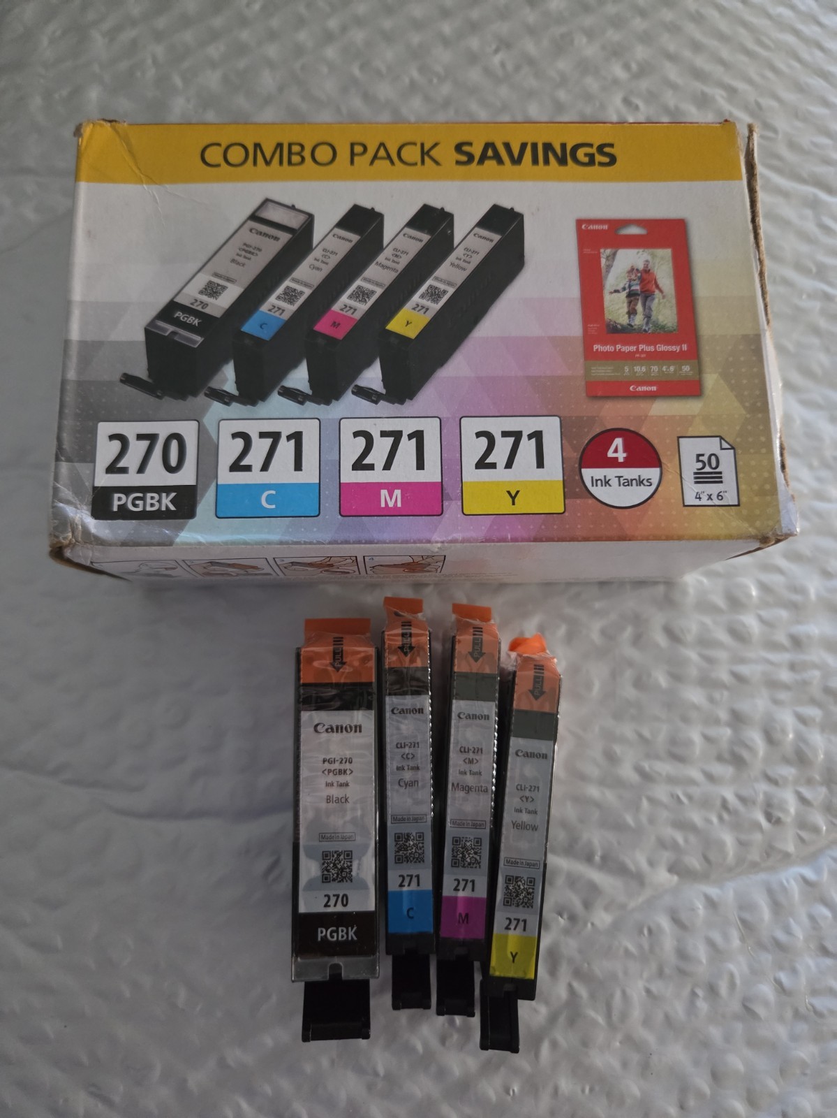 Genuine Canon PGI-270 BK CLI-271 Black & Color Ink Cartridges 4PC NEW