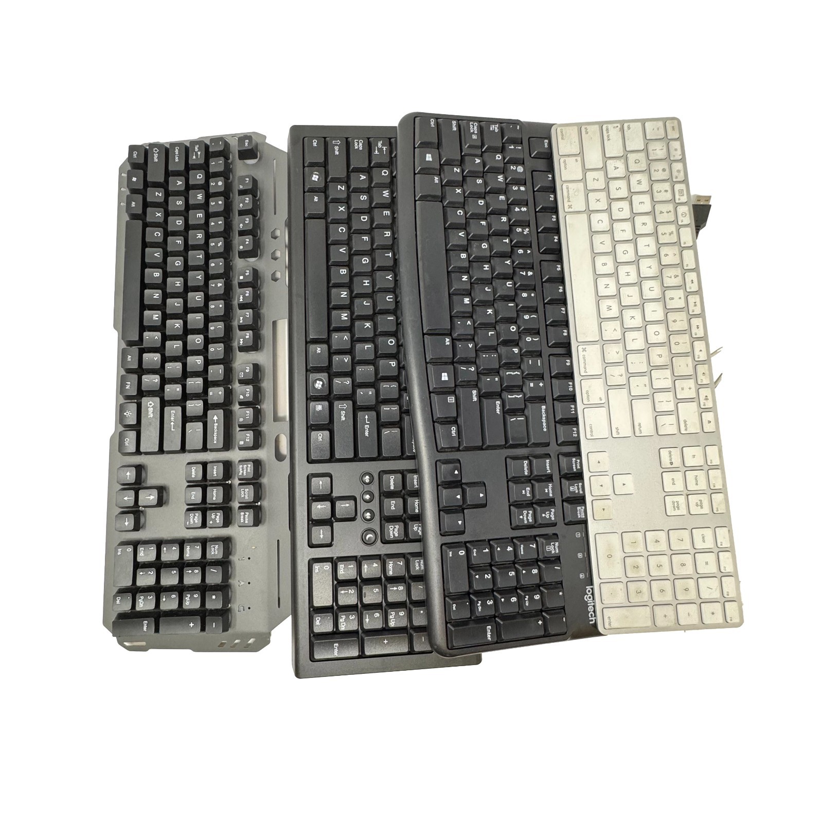 Lot of 4 Wired USB Keyboards Full Size Numeric Keypad Gaming Style Untested