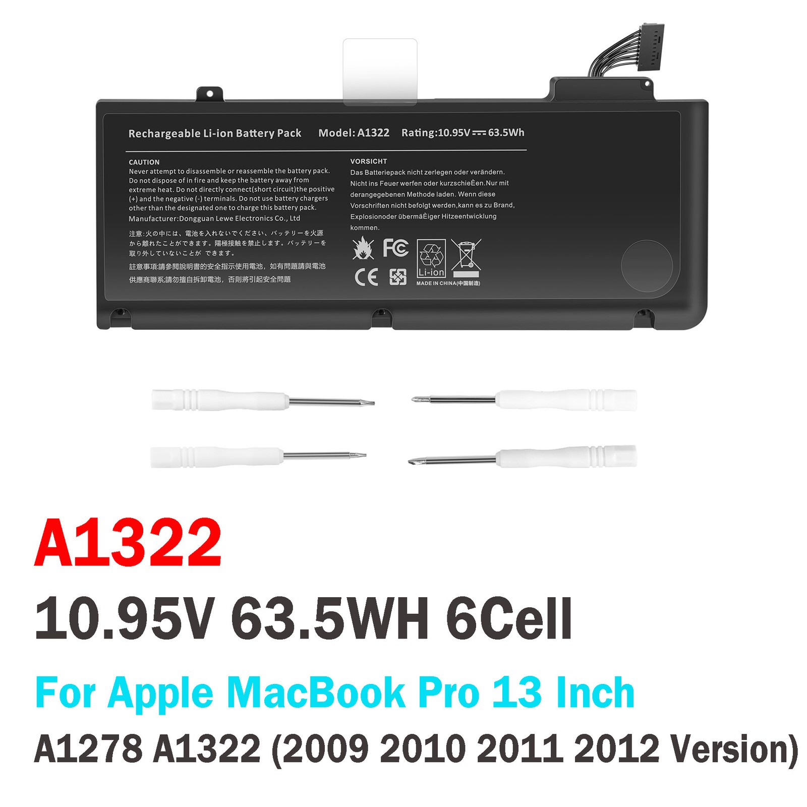For Apple MacBook Pro Battery Mid 2012 13in 661-04559 MB990LL/A A1322 020-6547-A