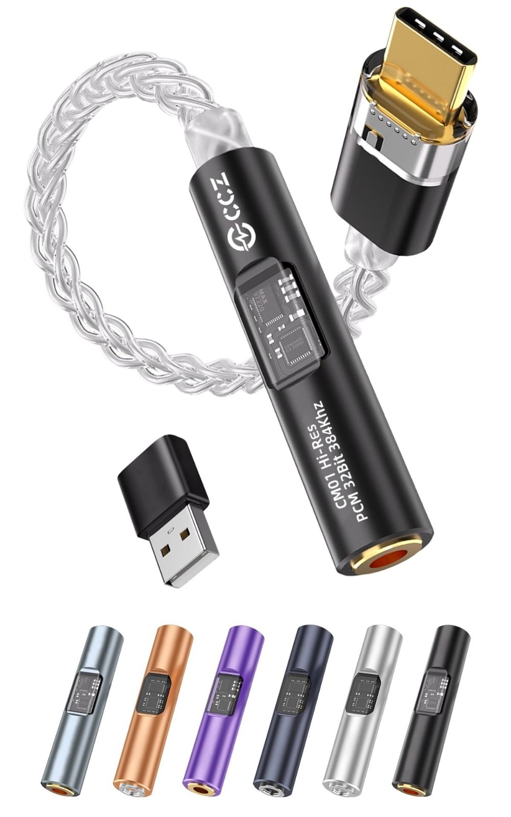 USB C DAC Audio Adapter with Headphone Amplifier - High-Resolution Sound, Portab