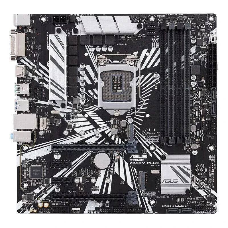 ASUS PRIME Z390M-PLUS LGA1151 Micro ATX MB - DDR4, DVI-D/HDMI Motherboard