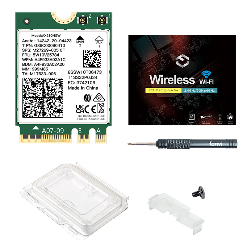 Intel AX210NGW M.2 Tri-Band WiFi 6E 5374Mbps 802.11ax/ac Wireless Bluetooth Card