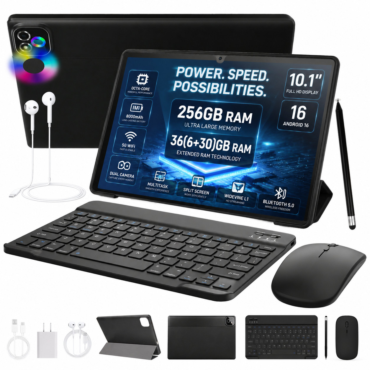 Android 16 Tablet PC 10"/11"/14" 256GB ROM 1TB TF Wifi 5G+2.4G Gemini AI2.0