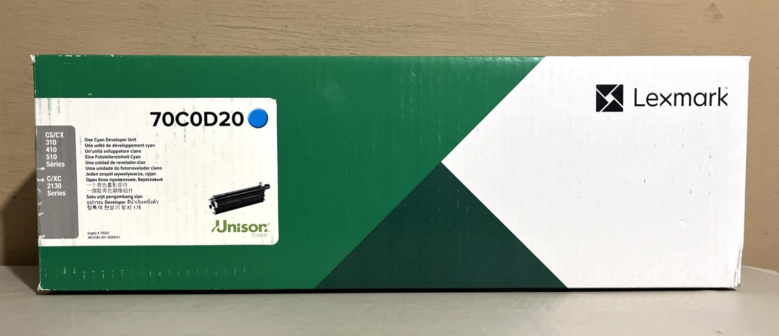 Lexmark 70C0D20 Cyan Developer New Sealed Box