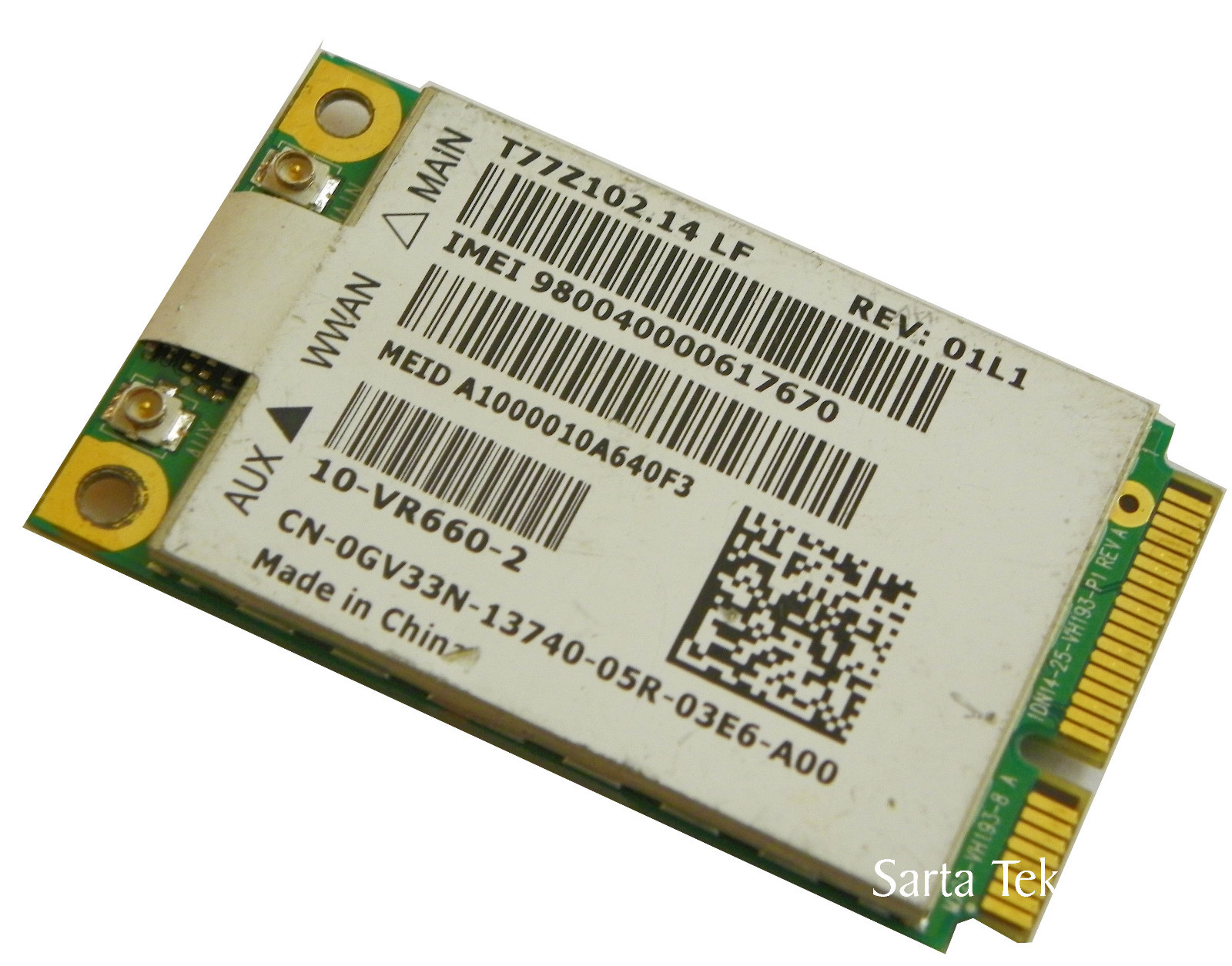 Dell Wireless DW5620 GV33N Gobi 2000 WWAN Mobile Broadband mini PCIe 