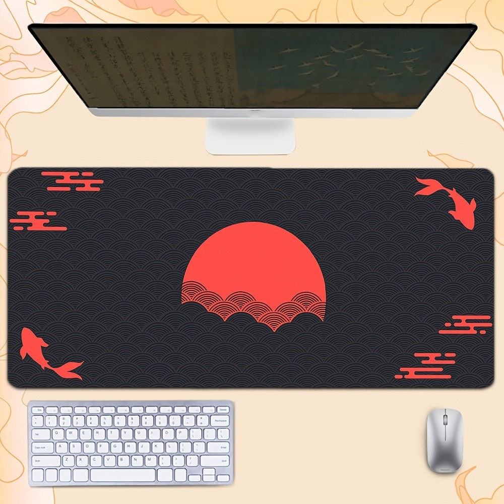 1pc High-Definition Printed Pattern Mouse Pad, Aesthetic Fish Theme Pattern Tr