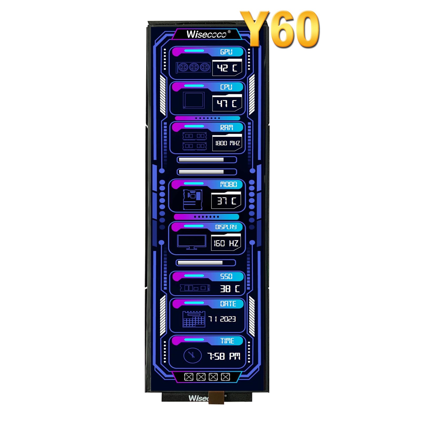 12.6 Inch Bar LCD Screen HDMI Display Monitor 1920x515 IPS DIY Kits Dual Buil...