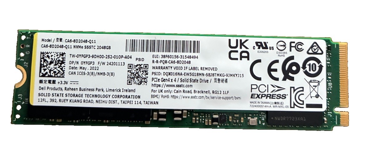 Solid State Drive Dell YFGP3 (Lite-On / Ssstc CA6-8D2048-Q11) 2TB SSD
