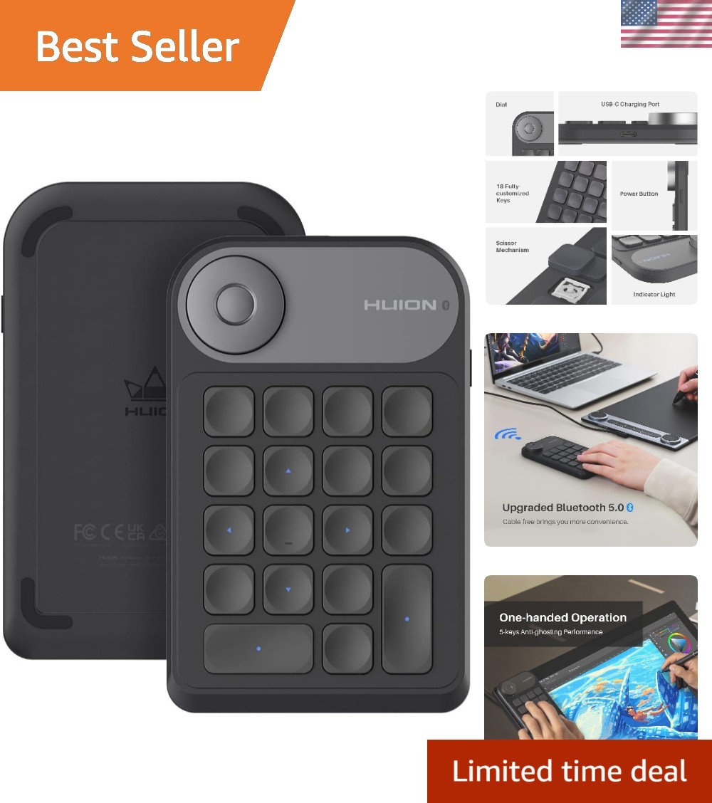 Keydial Mini Bluetooth Programmable Keypad with Dial 18 Shortcut Keys
