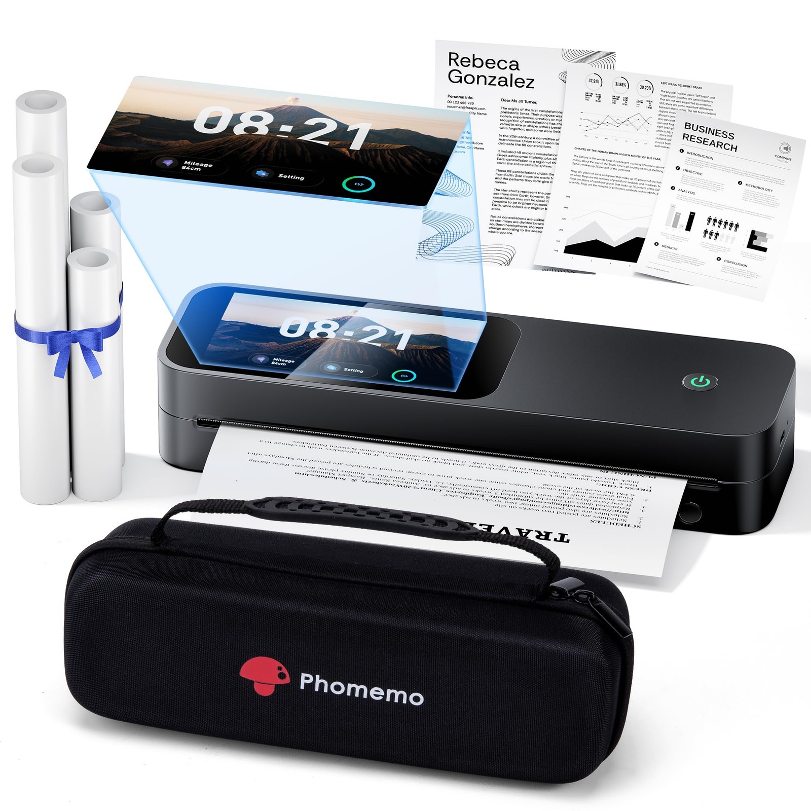 Phomemo M85 Touchscreen Portable Printers Wireless for Travel Small, Black