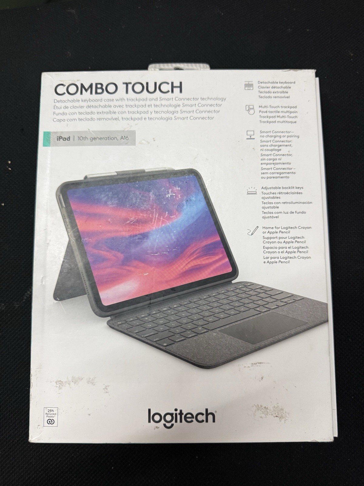 NEW OPEN BOX Logitech Combo Touch Detachable 10th Gen iPad Keyboard Case