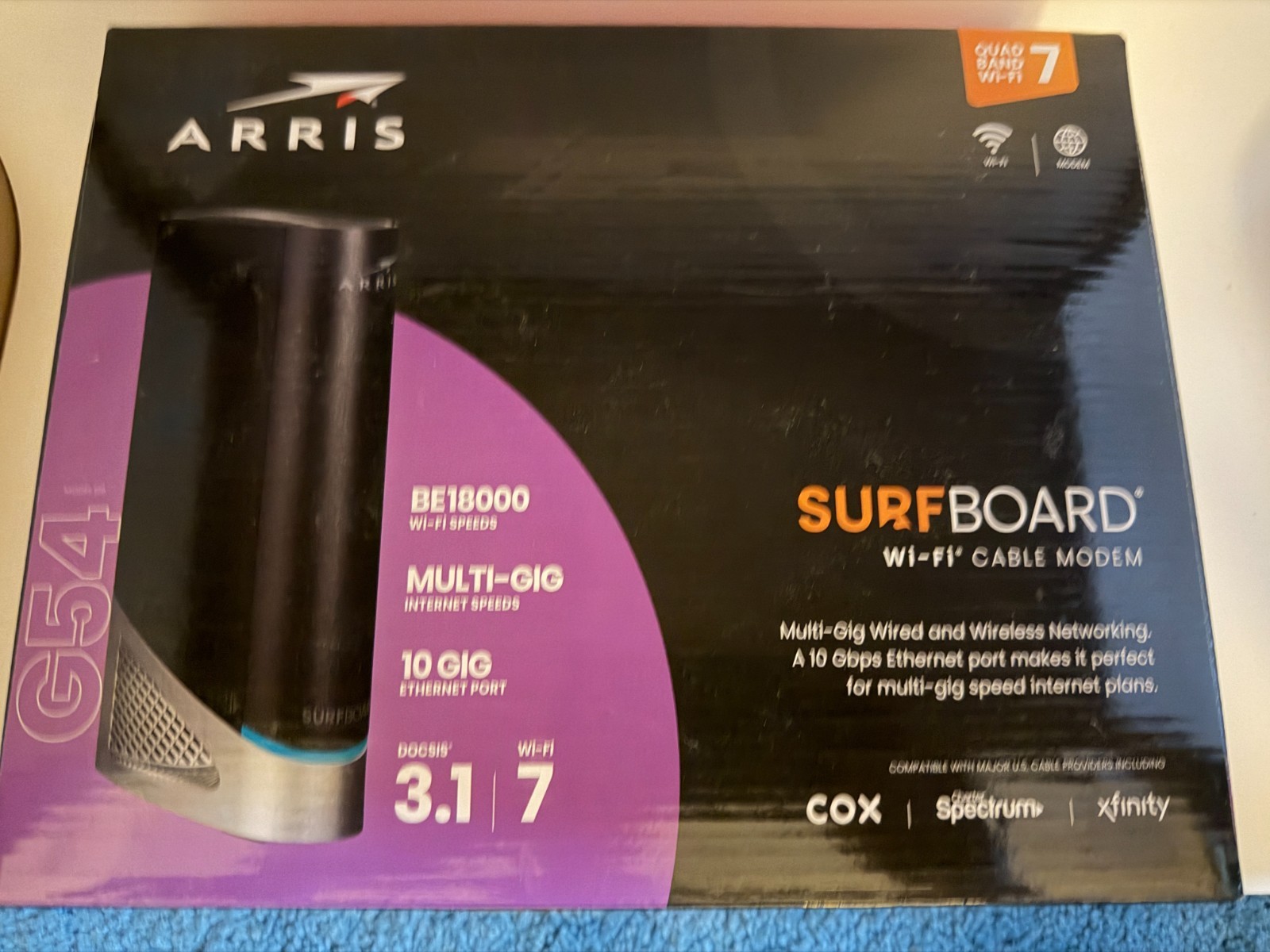 Arris G54 BE18000 WiFi 7 & DOCSIS 3.1 Cable Modem WarrantyThru 1/08/27