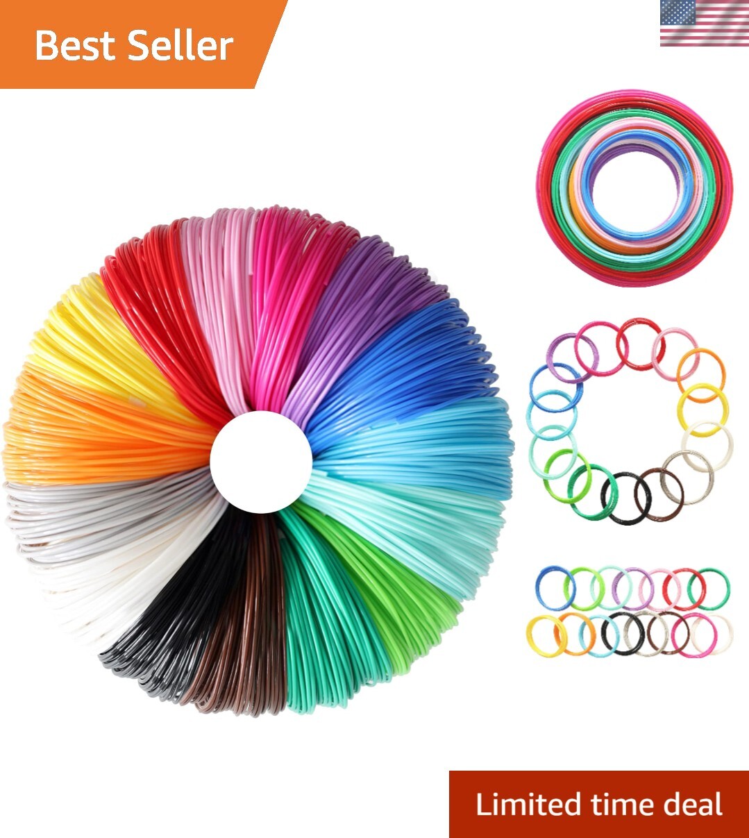 15 Color 1.75mm PLA 150ft Filament Sample Pack, Eco-Friendly 3D Printing